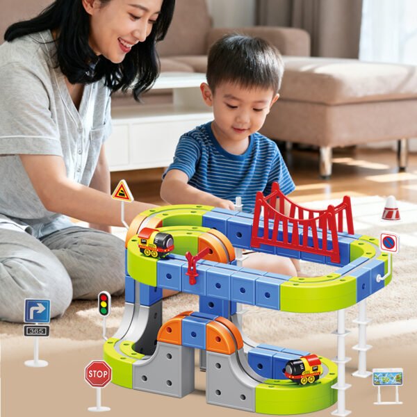 electric train set for kids with magnetic rail 86 pcs