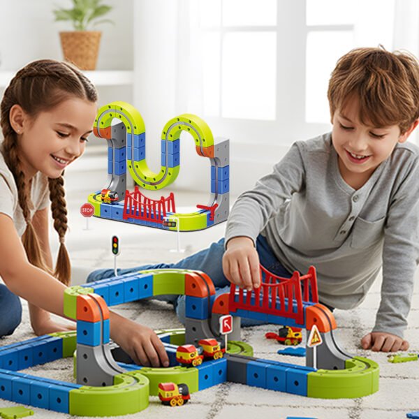 electric train set for kids with magnetic rail 86 pcs