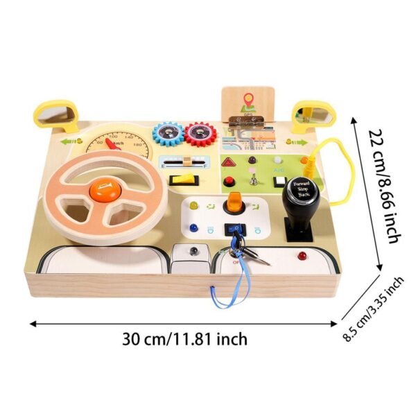 wooden busy board car steering wheel