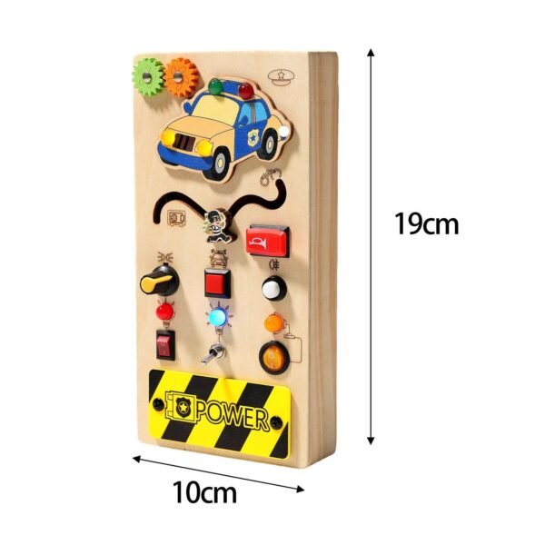 wooden busy board police car model