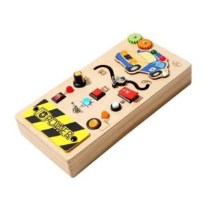 wooden busy board police car model