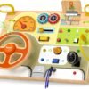 wooden busy board car steering wheel