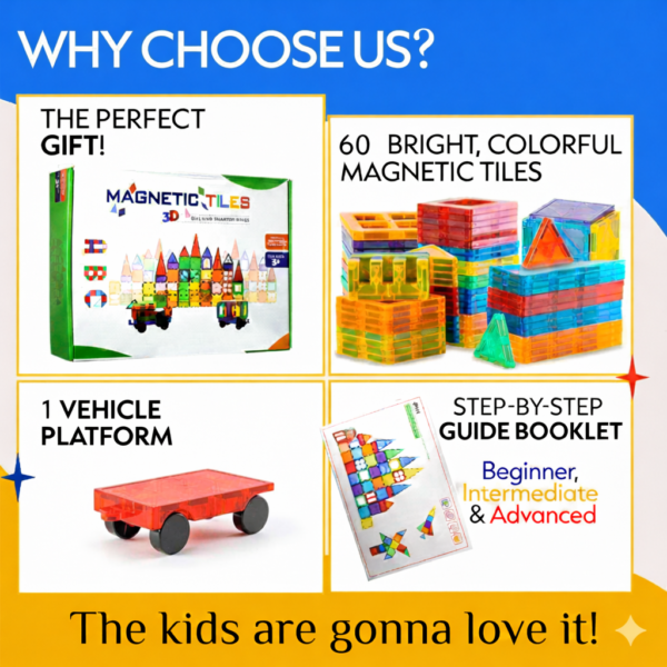 60 pieces deluxe magnetic tiles