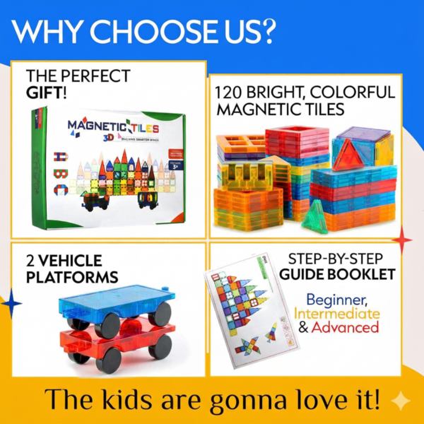 120 pieces deluxe magnetic tiles