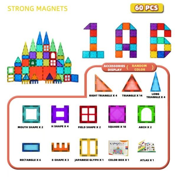 60 pieces deluxe magnetic tiles
