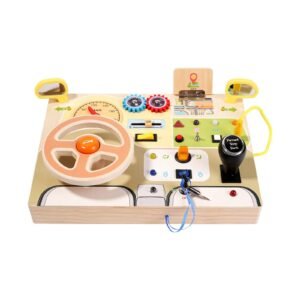wooden busy board car steering wheel